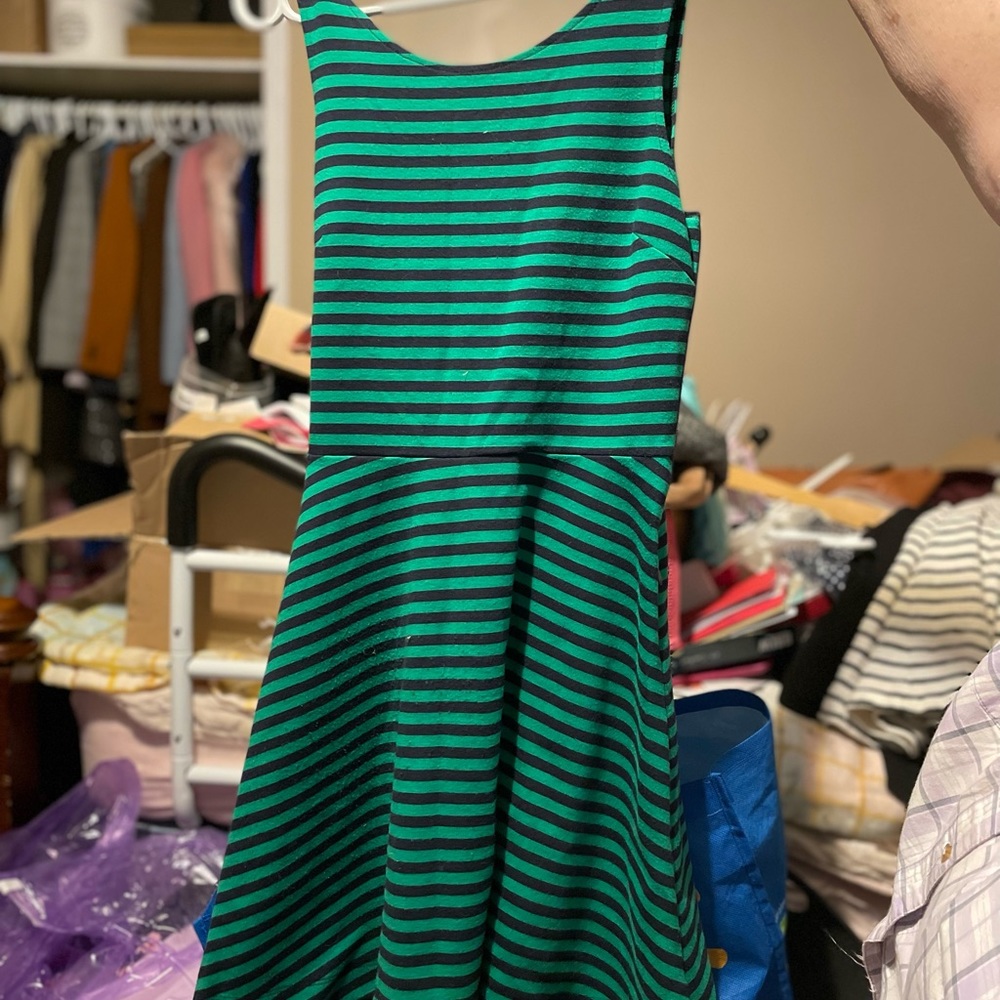 American Eagle Black and green striped dress